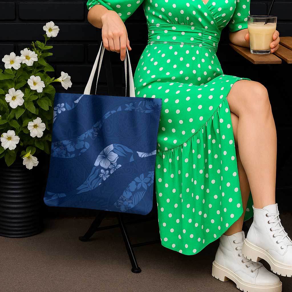 Aloha Hawaii Floral Tapa Tote Bag Patchwork Navy - Polynesian Pride