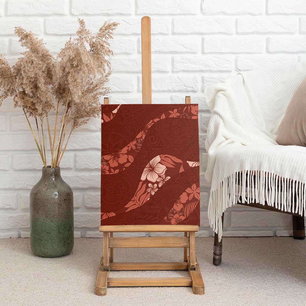 Aloha Hawaii Floral Tapa Canvas Wall Art Patchwork Crimson - Polynesian Pride