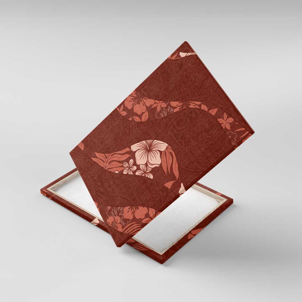 Aloha Hawaii Floral Tapa Canvas Wall Art Patchwork Crimson - Polynesian Pride