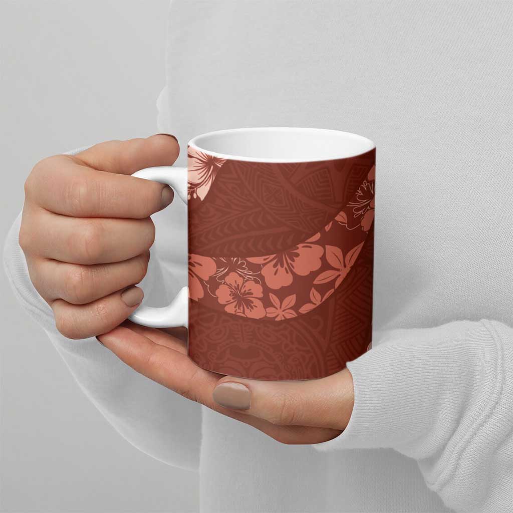 Aloha Hawaii Floral Tapa Ceramic Mug Patchwork Crimson - Polynesian Pride