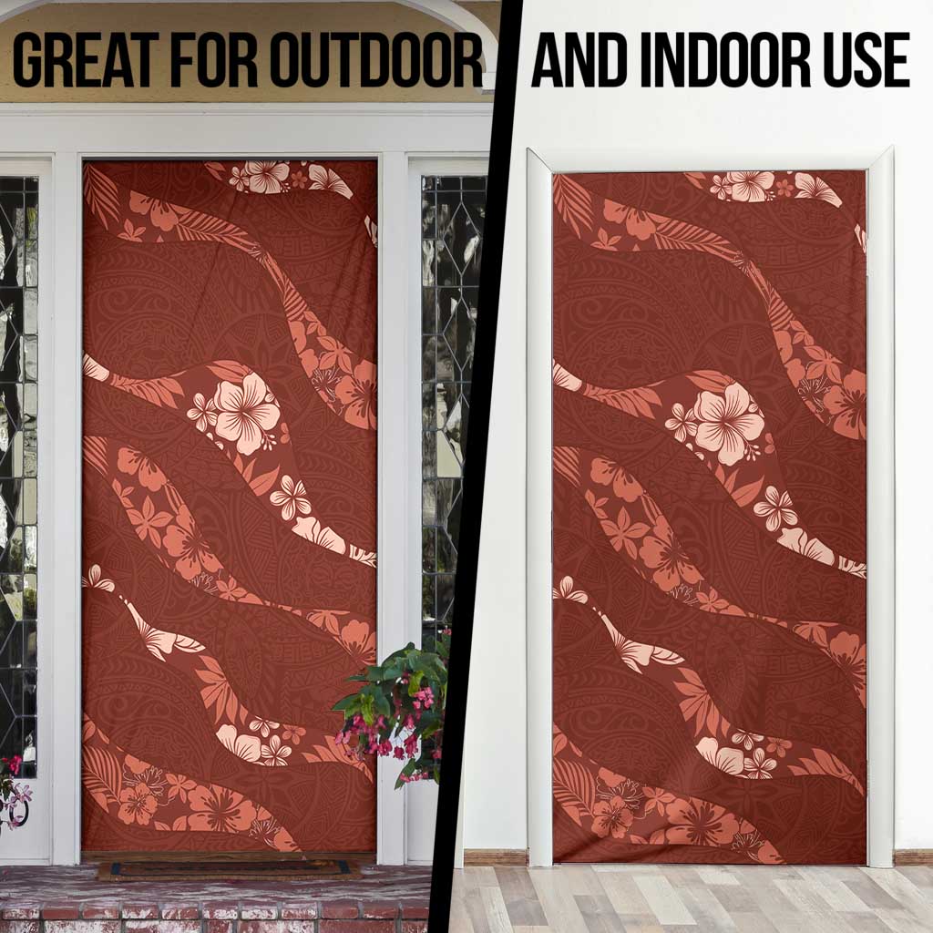 Aloha Hawaii Floral Tapa Door Cover Patchwork Crimson - Polynesian Pride