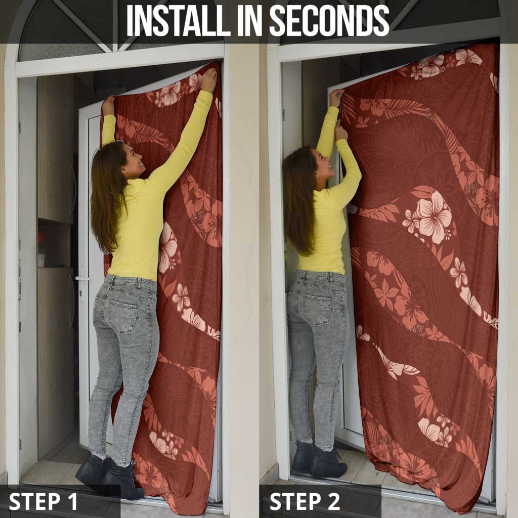Aloha Hawaii Floral Tapa Door Cover Patchwork Crimson - Polynesian Pride