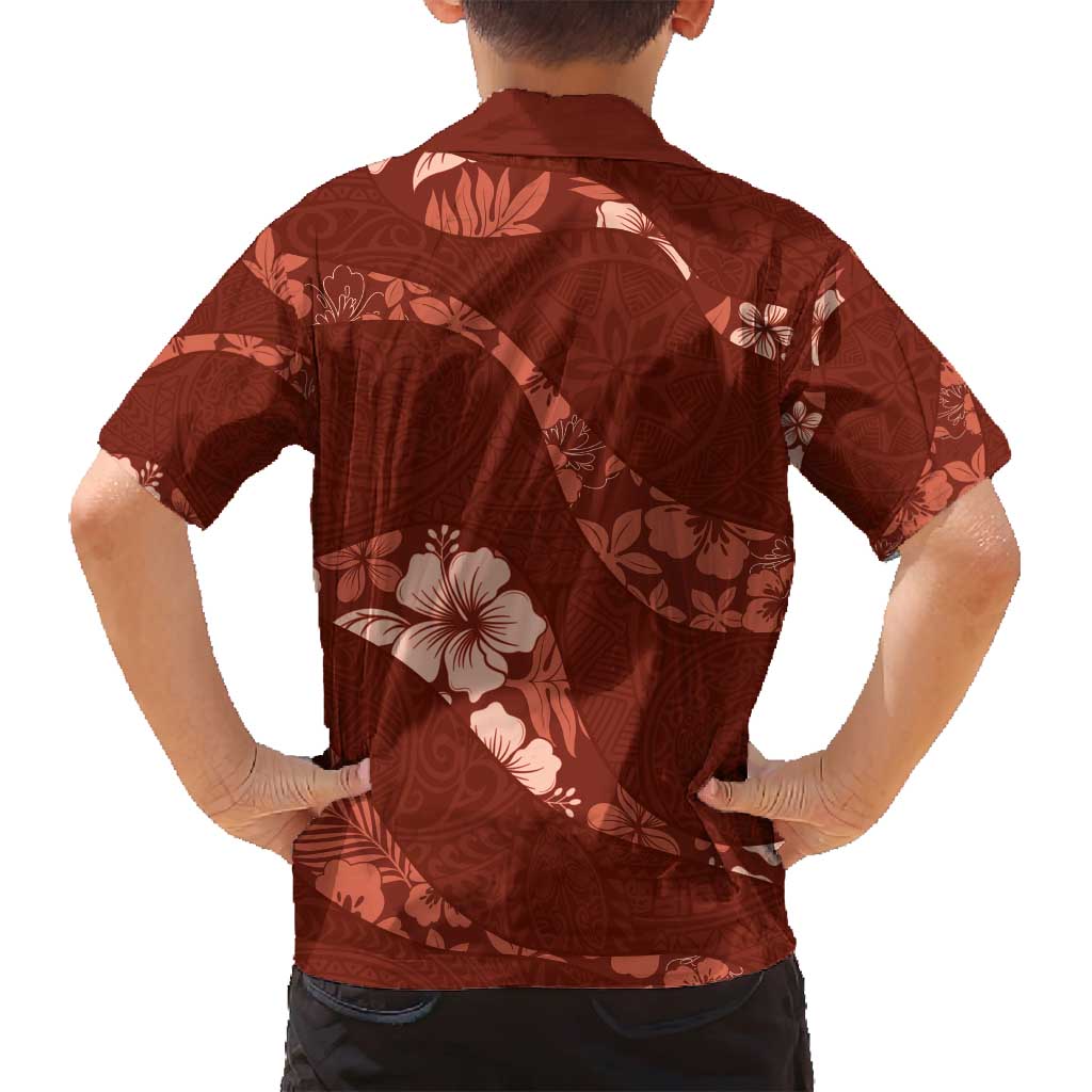Aloha Hawaii Floral Tapa Family Matching Summer Maxi Dress and Hawaiian Shirt Patchwork Crimson - Polynesian Pride