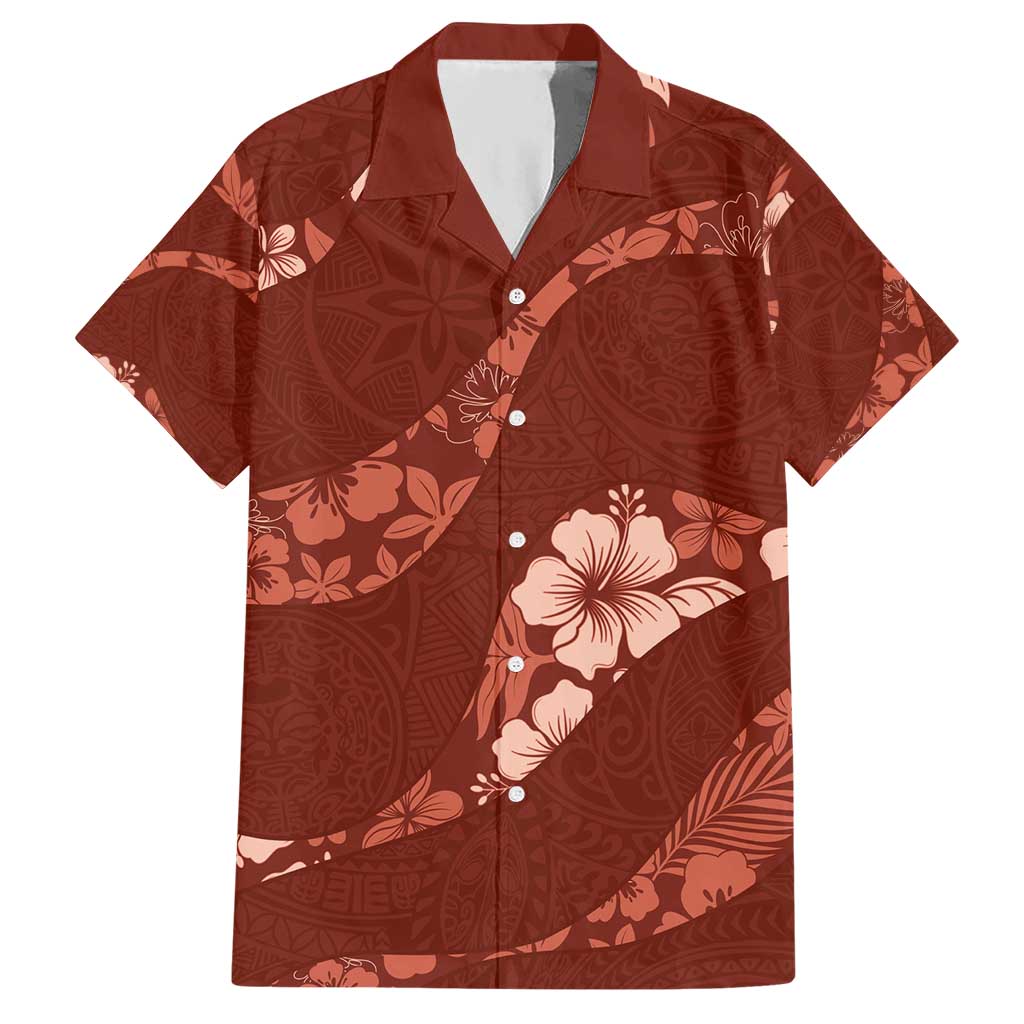 Aloha Hawaii Floral Tapa Hawaiian Shirt Patchwork Crimson - Polynesian Pride