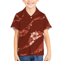 Aloha Hawaii Floral Tapa Kid Hawaiian Shirt Patchwork Crimson - Polynesian Pride