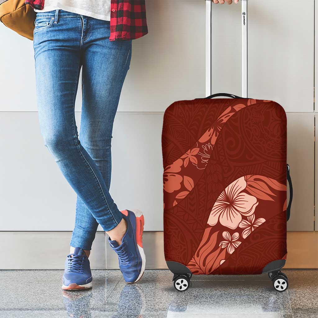 Aloha Hawaii Floral Tapa Luggage Cover Patchwork Crimson - Polynesian Pride