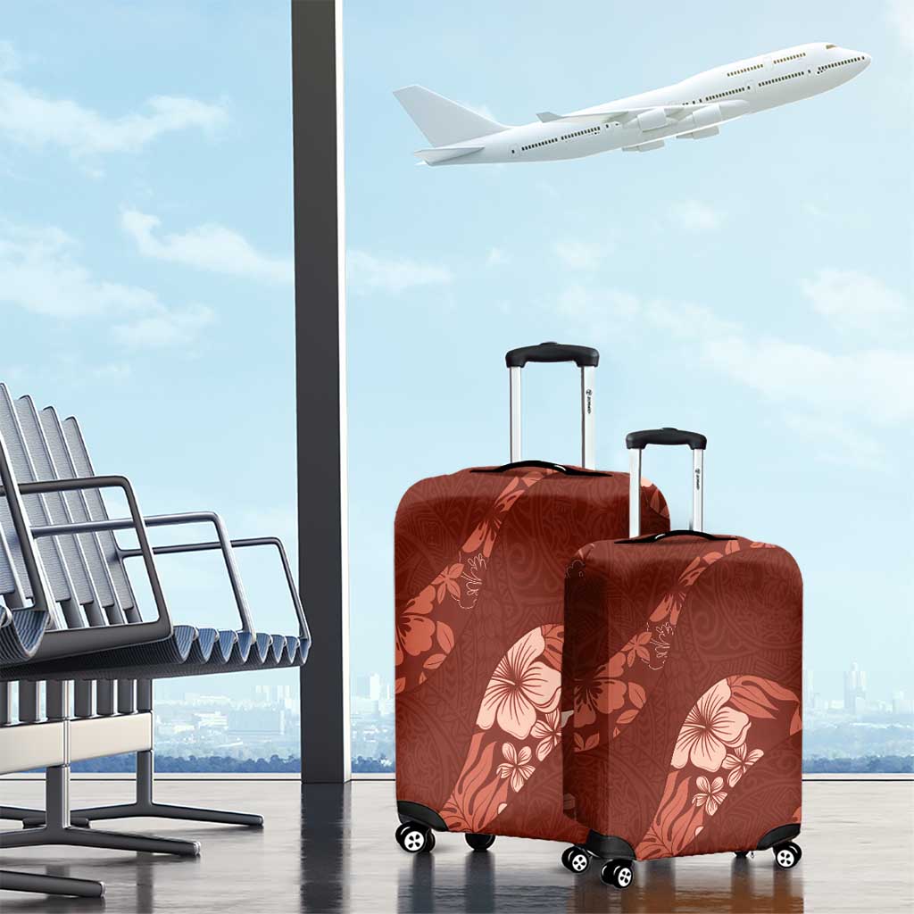 Aloha Hawaii Floral Tapa Luggage Cover Patchwork Crimson - Polynesian Pride