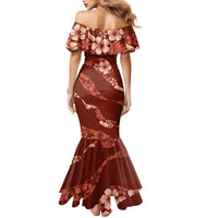 Aloha Hawaii Floral Tapa Mermaid Dress Patchwork Crimson - Polynesian Pride