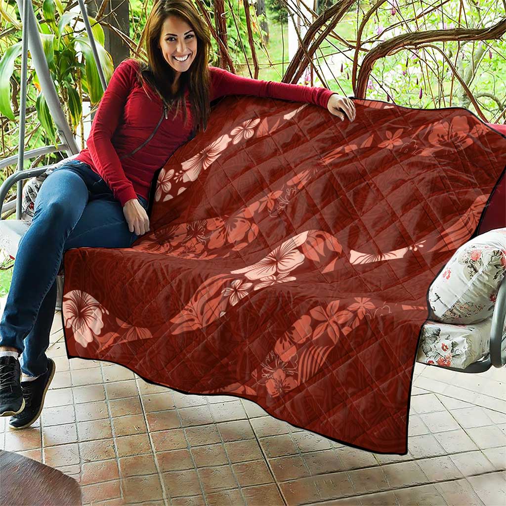 Aloha Hawaii Floral Tapa Quilt Patchwork Crimson - Polynesian Pride