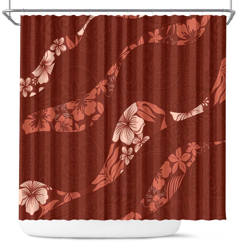 Aloha Hawaii Floral Tapa Shower Curtain Patchwork Crimson LT7 Crimson - Polynesian Pride
