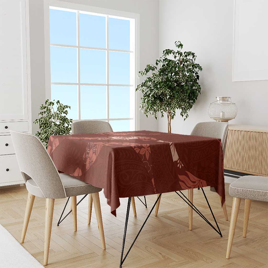 Aloha Hawaii Floral Tapa Tablecloth Patchwork Crimson - Polynesian Pride