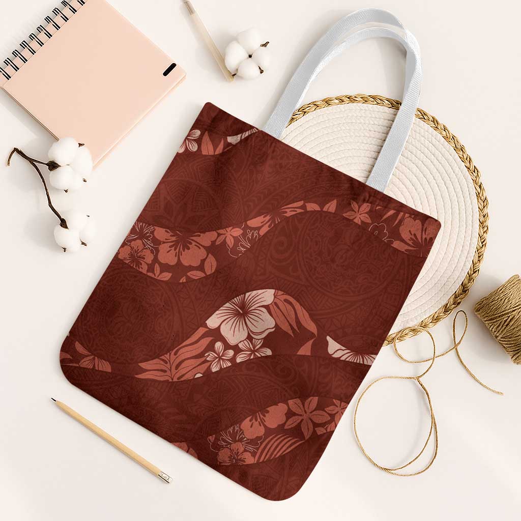 Aloha Hawaii Floral Tapa Tote Bag Patchwork Crimson - Polynesian Pride