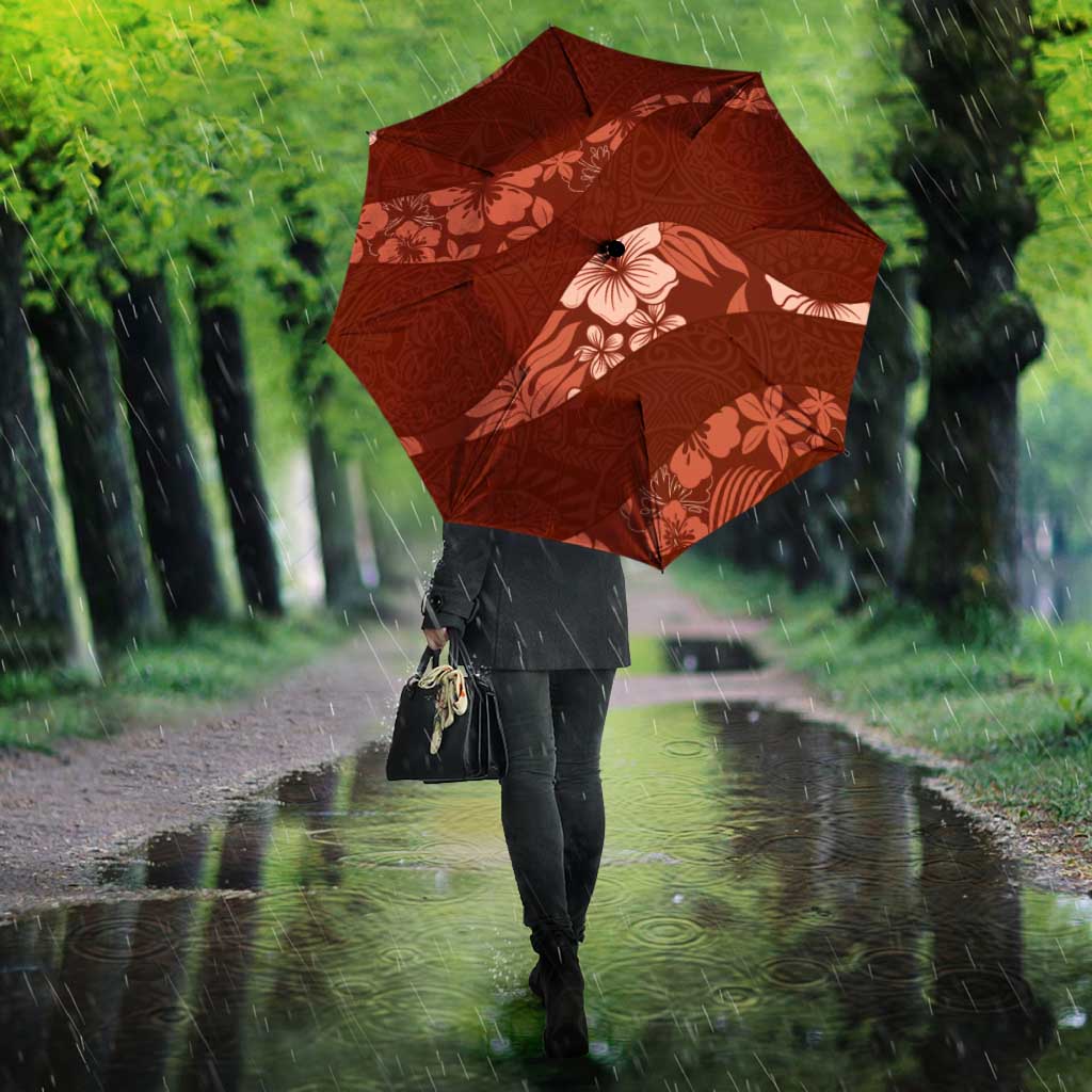Aloha Hawaii Floral Tapa Umbrella Patchwork Crimson - Polynesian Pride
