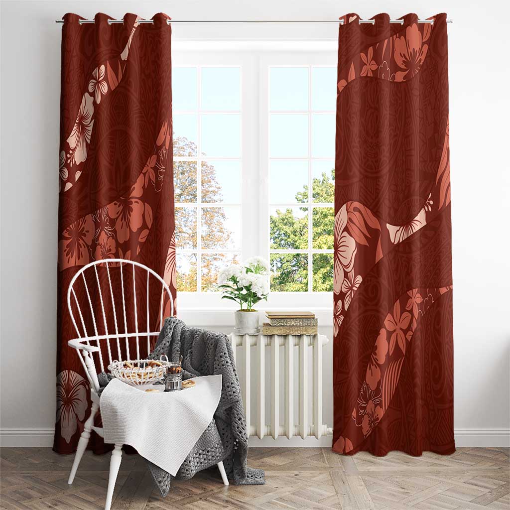 Aloha Hawaii Floral Tapa Window Curtain Patchwork Crimson - Polynesian Pride