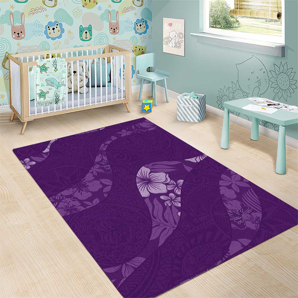 Aloha Hawaii Floral Tapa Area Rug Patchwork Violet - Polynesian Pride