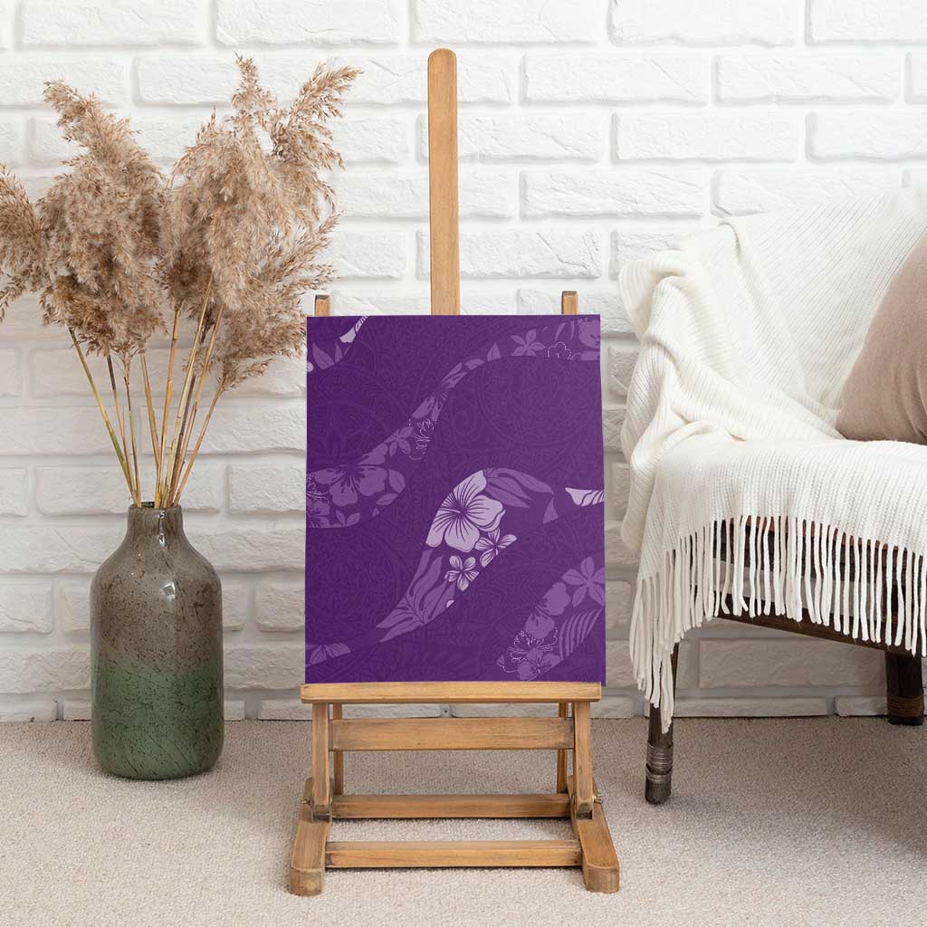 Aloha Hawaii Floral Tapa Canvas Wall Art Patchwork Violet - Polynesian Pride