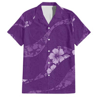 Aloha Hawaii Floral Tapa Family Matching Long Sleeve Bodycon Dress and Hawaiian Shirt Patchwork Violet - Polynesian Pride