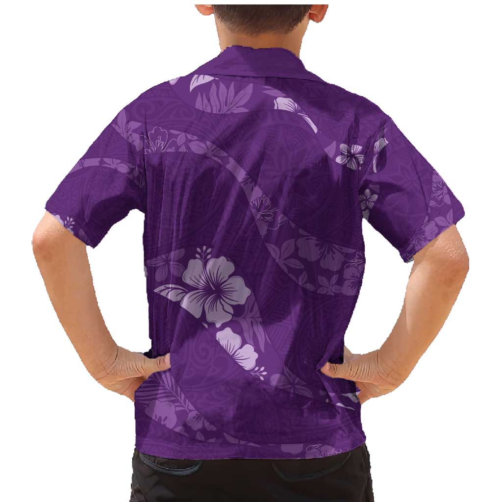 Aloha Hawaii Floral Tapa Family Matching Mermaid Dress and Hawaiian Shirt Patchwork Violet - Polynesian Pride