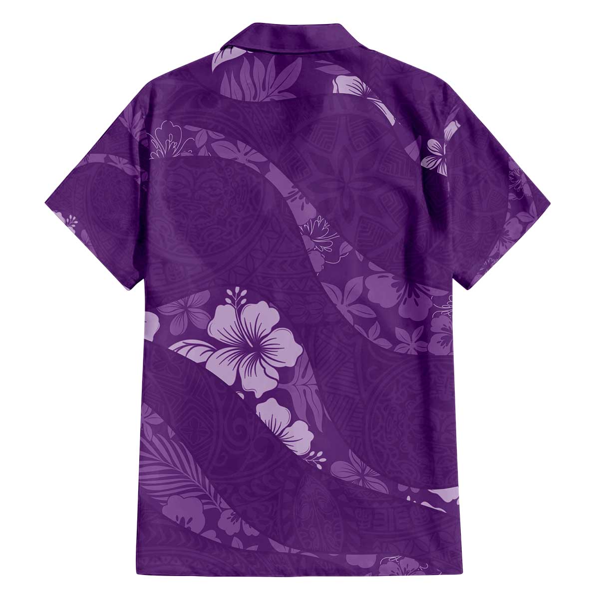 Aloha Hawaii Floral Tapa Family Matching Off The Shoulder Long Sleeve Dress and Hawaiian Shirt Patchwork Violet - Polynesian Pride