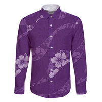 Aloha Hawaii Floral Tapa Family Matching Off Shoulder Maxi Dress and Hawaiian Shirt Patchwork Violet - Polynesian Pride