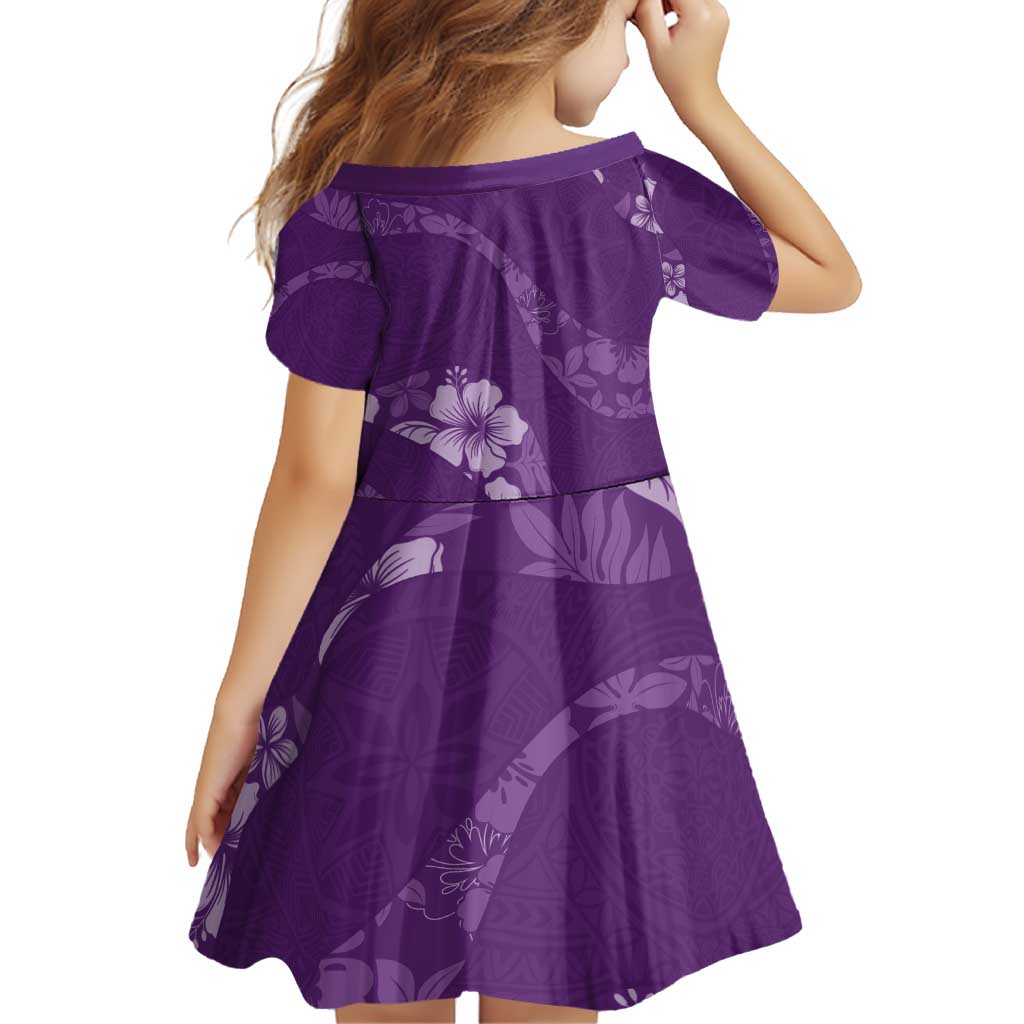 Aloha Hawaii Floral Tapa Family Matching Off Shoulder Short Dress and Hawaiian Shirt Patchwork Violet - Polynesian Pride