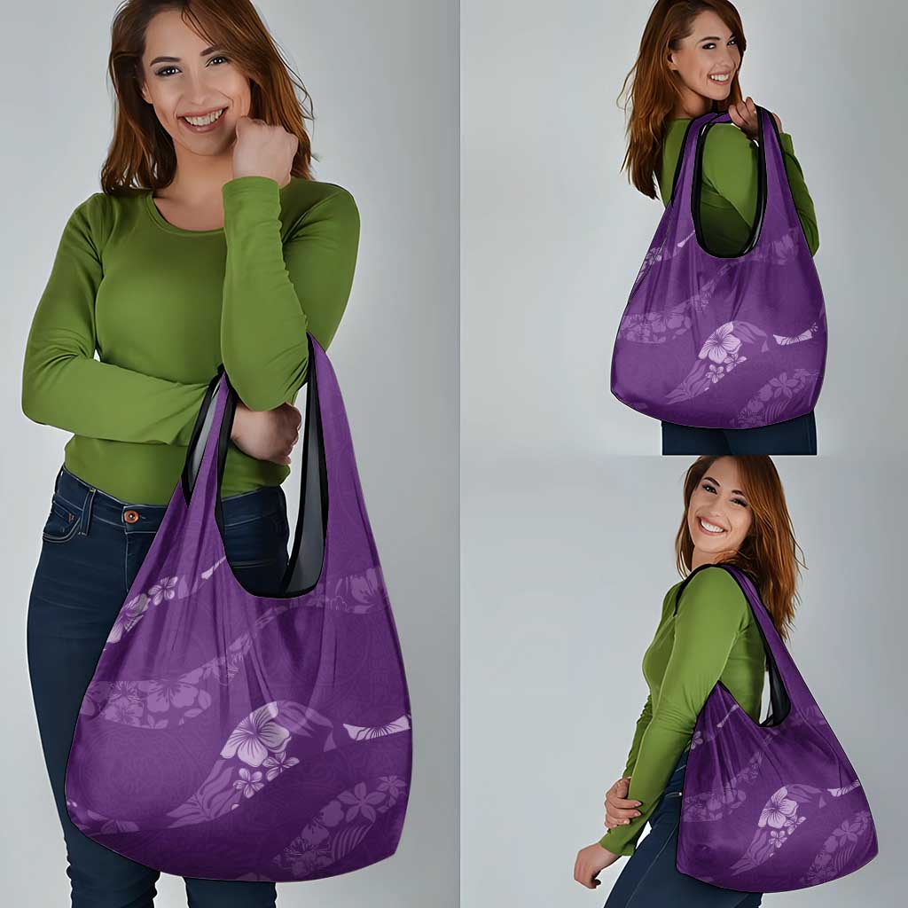Aloha Hawaii Floral Tapa Grocery Bag Patchwork Violet - Polynesian Pride
