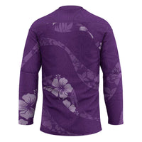 Aloha Hawaii Floral Tapa Hockey Jersey Patchwork Violet - Polynesian Pride