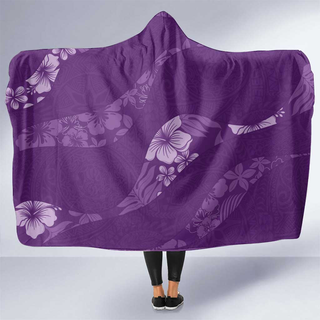 Aloha Hawaii Floral Tapa Hooded Blanket Patchwork Violet LT7 One Size Violet - Polynesian Pride