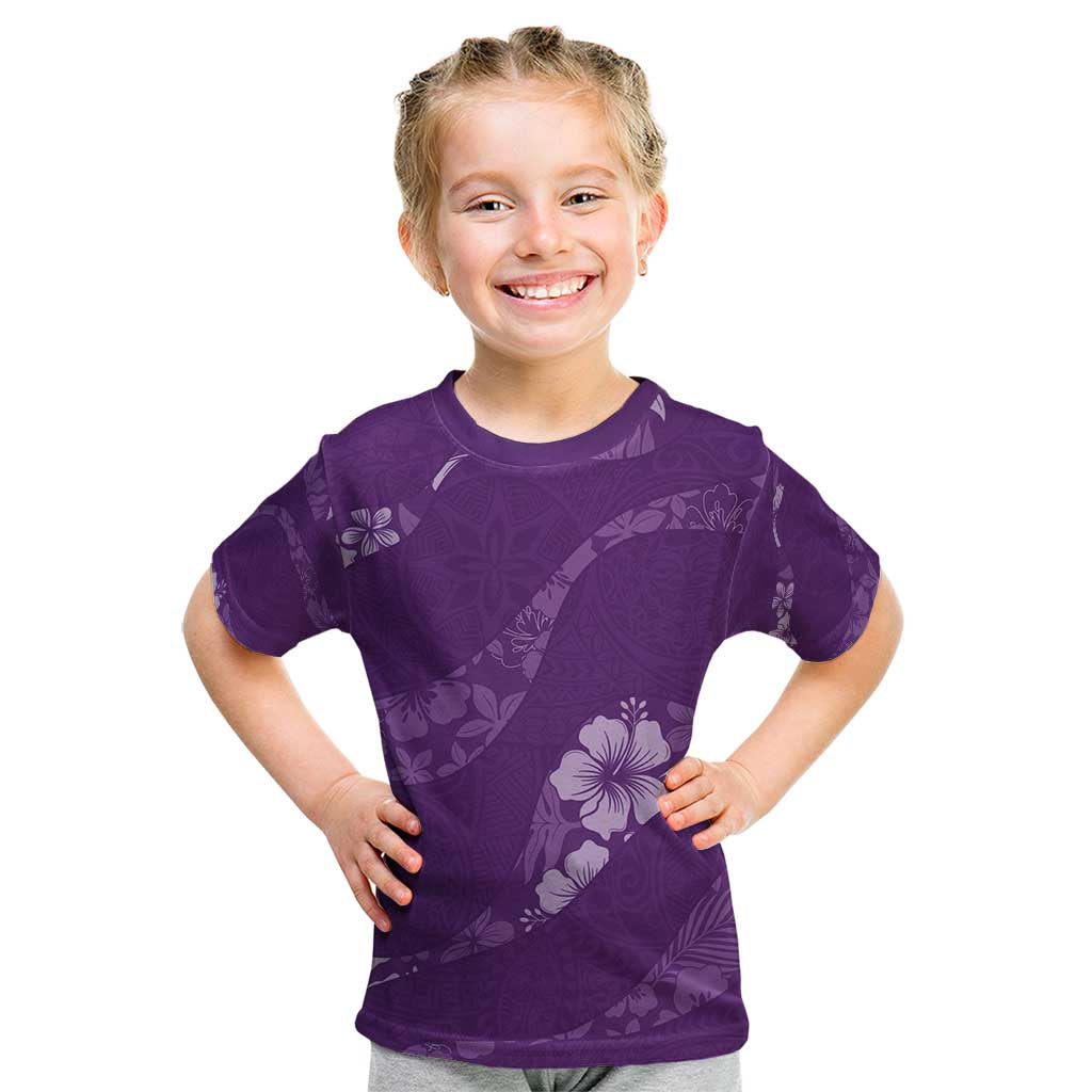 Aloha Hawaii Floral Tapa Kid T Shirt Patchwork Violet LT7 Violet - Polynesian Pride
