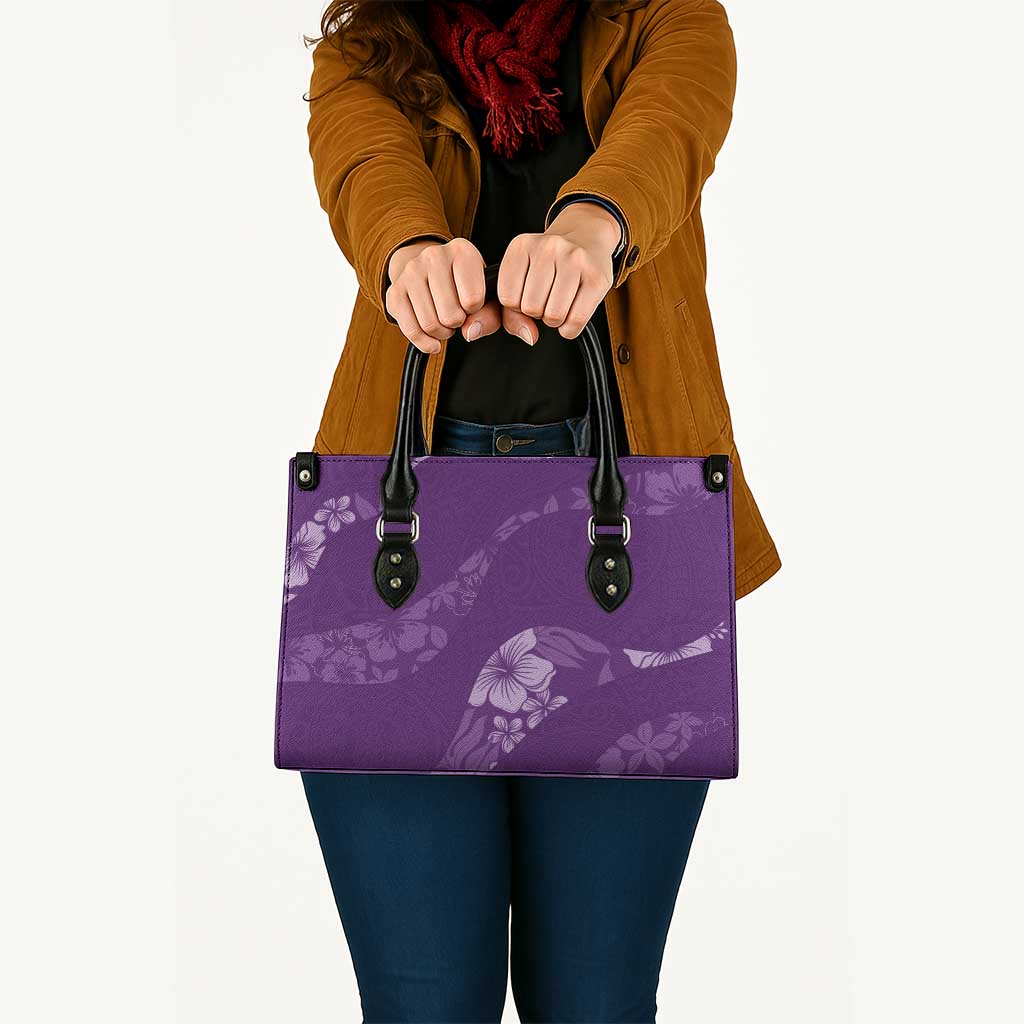 Aloha Hawaii Floral Tapa Leather Bag Patchwork Violet - Polynesian Pride