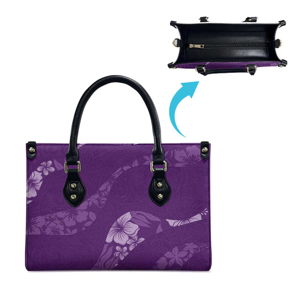 Aloha Hawaii Floral Tapa Leather Bag Patchwork Violet - Polynesian Pride