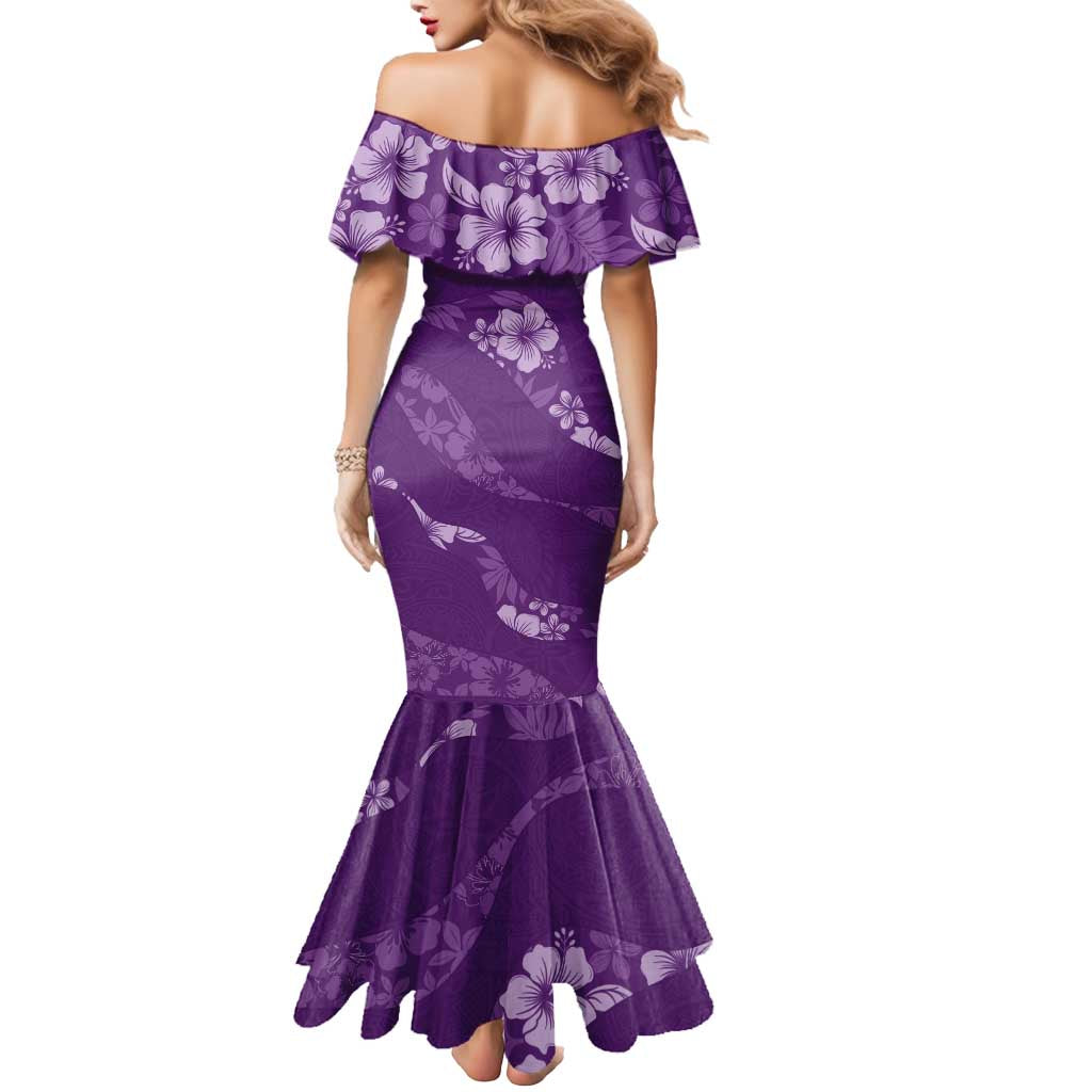 Aloha Hawaii Floral Tapa Mermaid Dress Patchwork Violet - Polynesian Pride