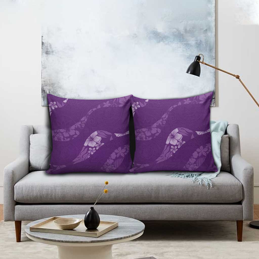 Aloha Hawaii Floral Tapa Pillow Cover Patchwork Violet - Polynesian Pride