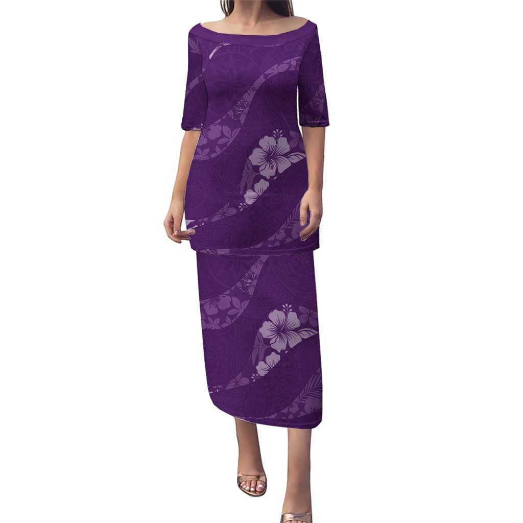 Aloha Hawaii Floral Tapa Puletasi Patchwork Violet - Polynesian Pride