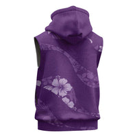Aloha Hawaii Floral Tapa Sleeveless Zip Hoodie Patchwork Violet LT7