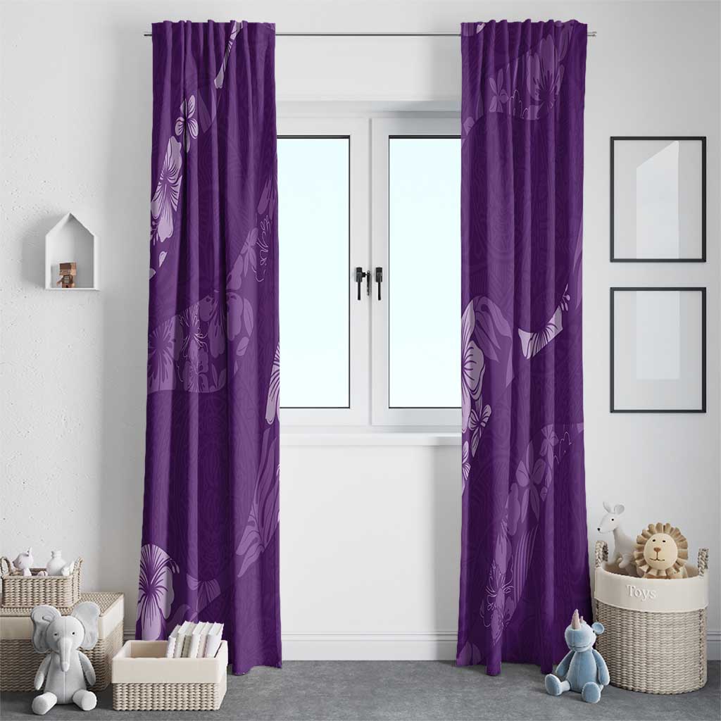 Aloha Hawaii Floral Tapa Window Curtain Patchwork Violet - Polynesian Pride