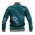 Aloha Hawaii Floral Tapa Baseball Jacket Patchwork Teal - Polynesian Pride