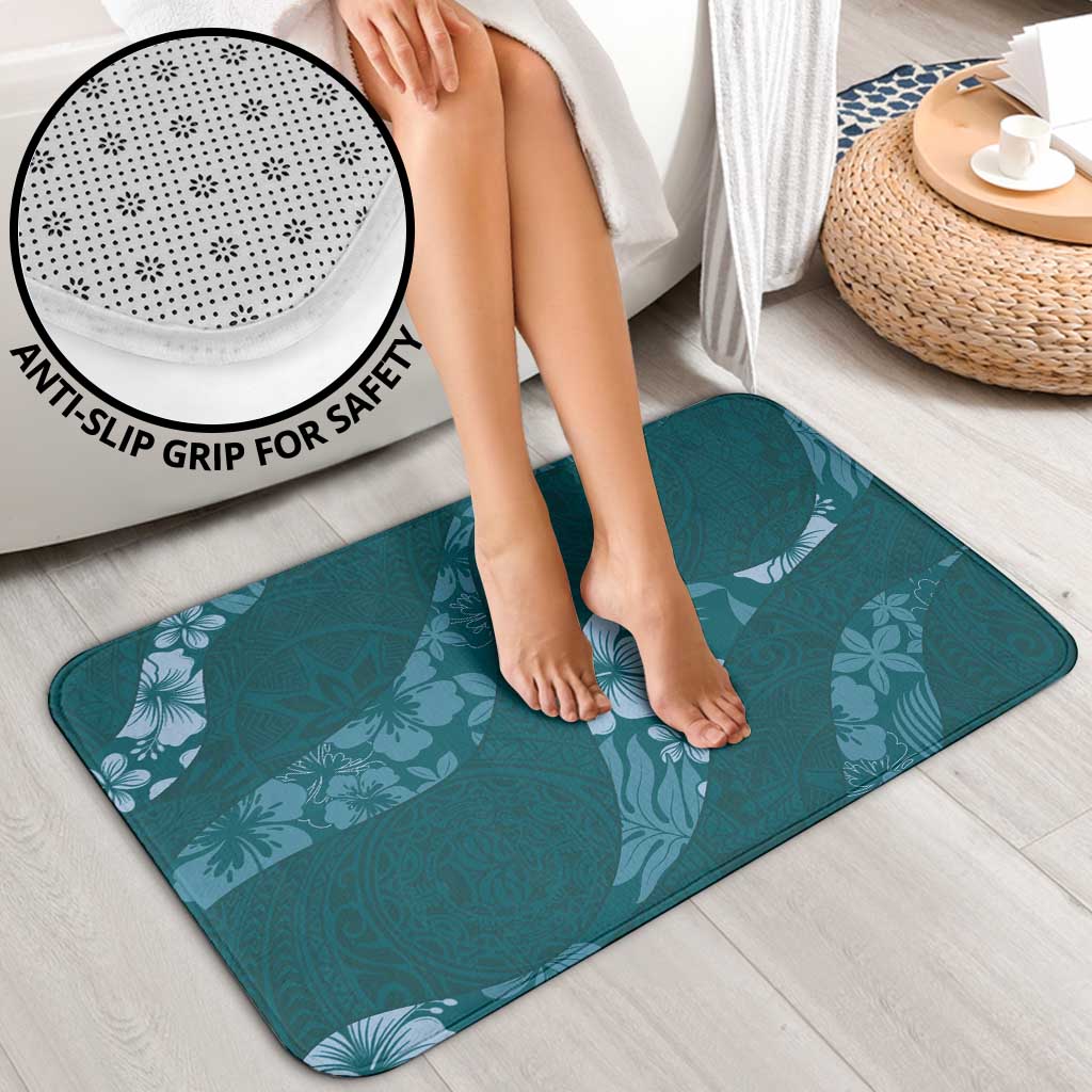 Aloha Hawaii Floral Tapa Bathroom Set Patchwork Teal - Polynesian Pride