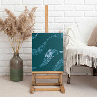 Aloha Hawaii Floral Tapa Canvas Wall Art Patchwork Teal - Polynesian Pride