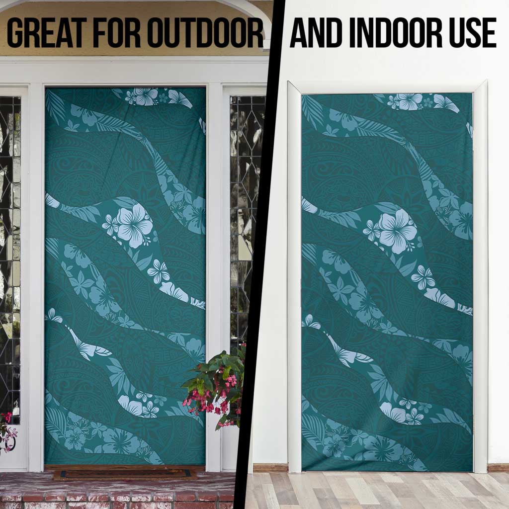 Aloha Hawaii Floral Tapa Door Cover Patchwork Teal - Polynesian Pride