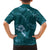 Aloha Hawaii Floral Tapa Family Matching Off Shoulder Maxi Dress and Hawaiian Shirt Patchwork Teal - Polynesian Pride