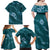 Aloha Hawaii Floral Tapa Family Matching Off Shoulder Maxi Dress and Hawaiian Shirt Patchwork Teal - Polynesian Pride
