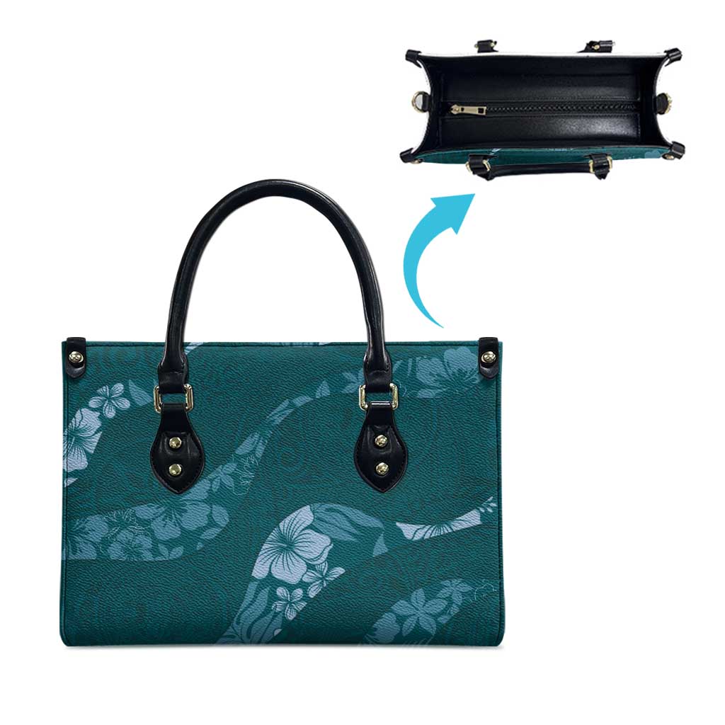 Aloha Hawaii Floral Tapa Leather Bag Patchwork Teal - Polynesian Pride