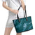 Aloha Hawaii Floral Tapa Leather Tote Bag Patchwork Teal - Polynesian Pride