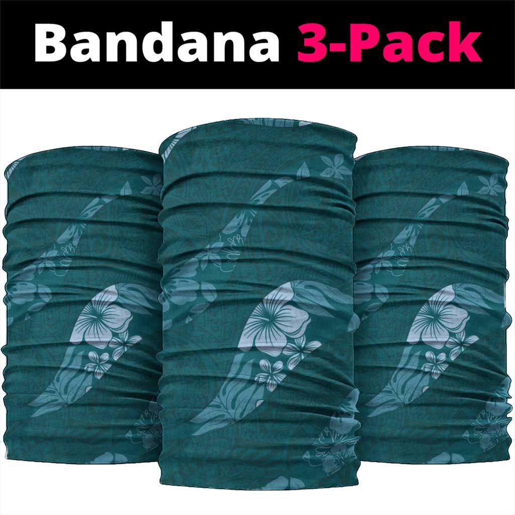 Aloha Hawaii Floral Tapa Neck Gaiter Patchwork Teal - Polynesian Pride