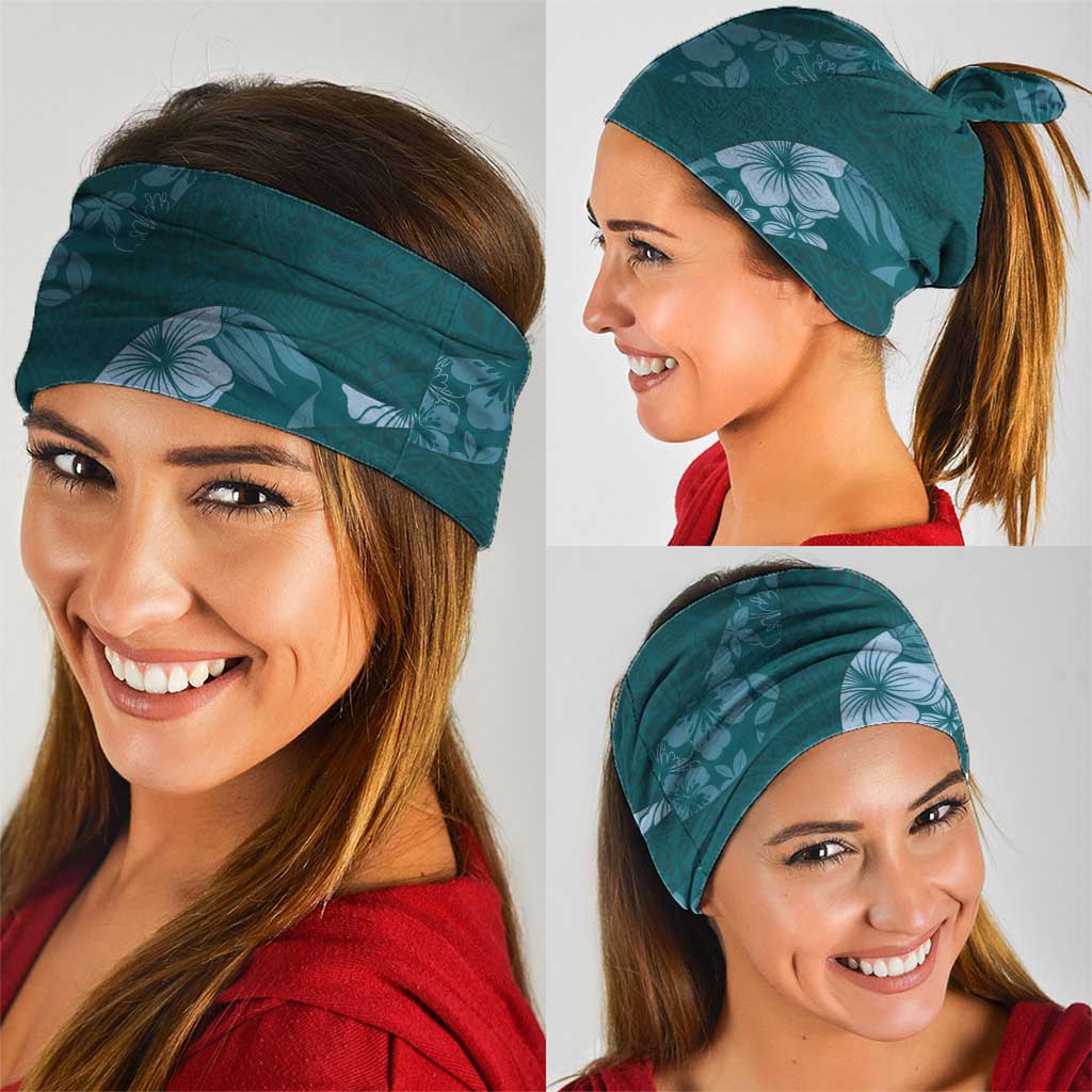 Aloha Hawaii Floral Tapa Neck Gaiter Patchwork Teal - Polynesian Pride