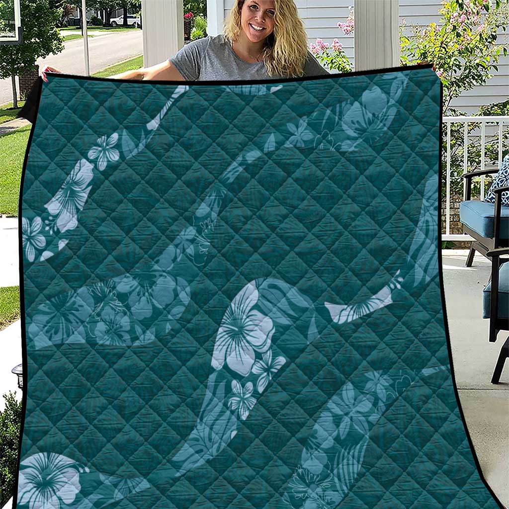 Aloha Hawaii Floral Tapa Quilt Patchwork Teal - Polynesian Pride