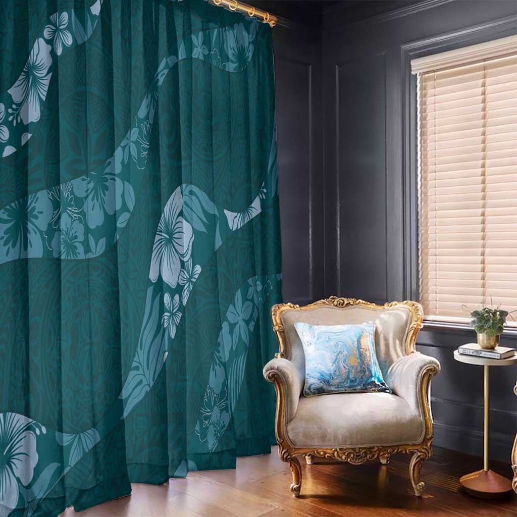 Aloha Hawaii Floral Tapa Window Curtain Patchwork Teal - Polynesian Pride