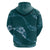 Aloha Hawaii Floral Tapa Zip Hoodie Patchwork Teal - Polynesian Pride