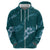 Aloha Hawaii Floral Tapa Zip Hoodie Patchwork Teal - Polynesian Pride